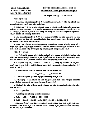 Đề thi môn Hóa học lớp 10 năm 2012